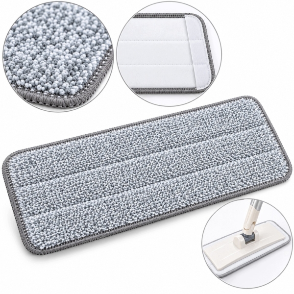 WKŁAD ZAPAS MOPA Z RZEPEM 32x12 cm MIKROFIBRA UNIWERSALNY NIE RYSUJE