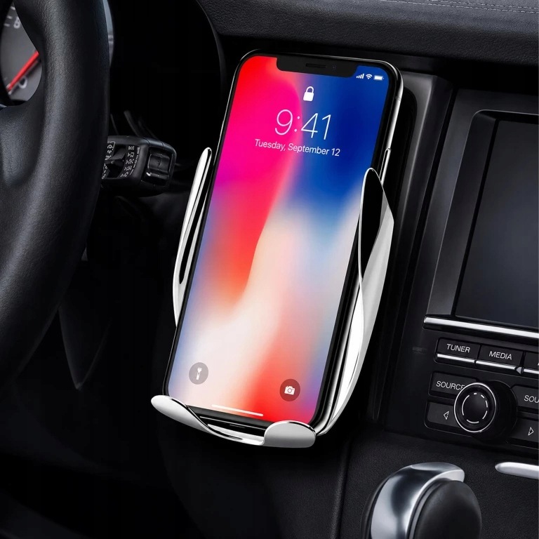 UCHWYT NA TELEFON GRAWITACYJNY ŁADOWARKA INDUKCYJNA DO KRATKI NAWIEWU 10W
