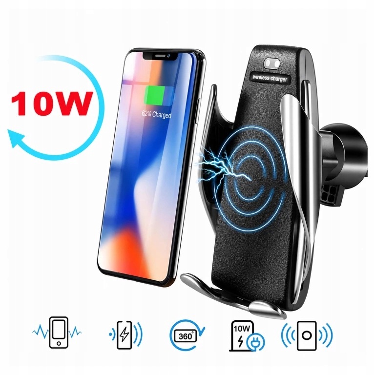 UCHWYT NA TELEFON GRAWITACYJNY ŁADOWARKA INDUKCYJNA DO KRATKI NAWIEWU 10W