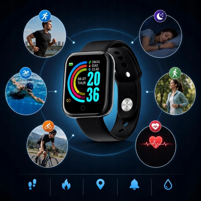 SMARTWATCH OPASKA SPORTOWA ZEGAREK DAMSKI MĘSKI PULS BLUETOOTH SMS SEN