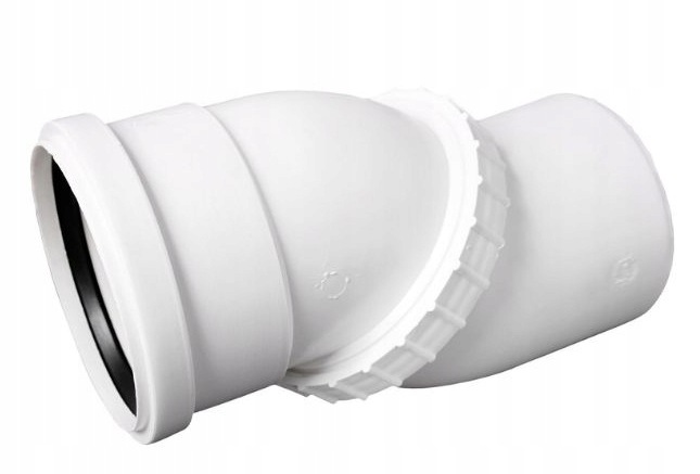 KOLANO KANALIZACYJNE UNIWERSALNE DO RUR FI 110 PLASTIKOWE REGULOWANE BIAŁE