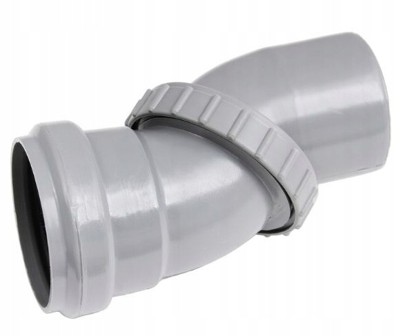 KOLANO KANALIZACYJNE UNIWERSALNE DO RUR FI 50 PLASTIKOWE REGULOWANE SZARE