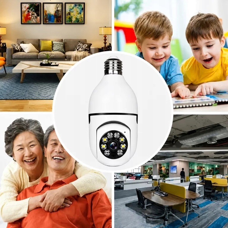 KAMERA IP BEZPRZEWODOWA WIFI ŻARÓWKA E27 30W DO MONITORINGU DOMU NIANIA