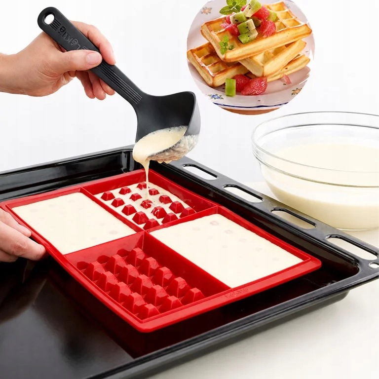 WIELOFUNKCYJNA FORMA FOREMKA SILIKONOWA DO GOFRÓW NA 4 GOFRY AIR FRYER DUŻA