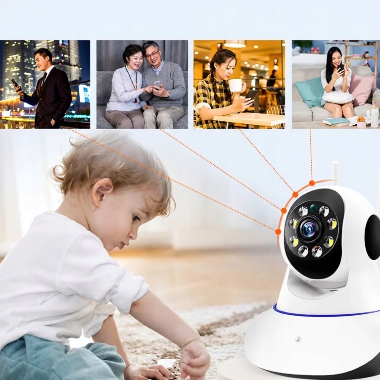 KAMERA BEZPRZEWODOWA OBROTOWA 360 NIANIA ELEKTRONICZNA WIFI DO MONITORINGU
