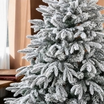 CHOINKA MOCNO OŚNIEŻONA SZTUCZNA ŚWIERK GĘSTA ŻYWA STOJAK 220CM PREMIUM