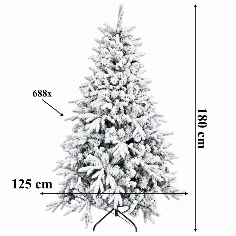 CHOINKA MOCNO OŚNIEŻONA SZTUCZNA ŚWIERK GĘSTA ŻYWA STOJAK 180CM PREMIUM
