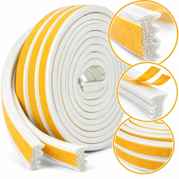 SAMOPRZYLEPNA USZCZELKA DRZWI DRZWIOWA OKIEN OKIENNA EPDM E 6 m BIAŁA