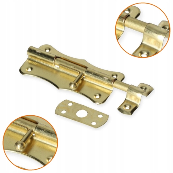 ZASUWKA DRZWIOWA 100 MM RYGIEL MOSIĄDZOWANY ZŁOTY ZACZEP MODEL 385