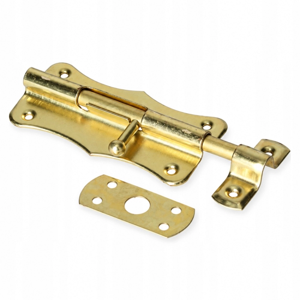 ZASUWKA DRZWIOWA 100 MM RYGIEL MOSIĄDZOWANY ZŁOTY ZACZEP MODEL 385