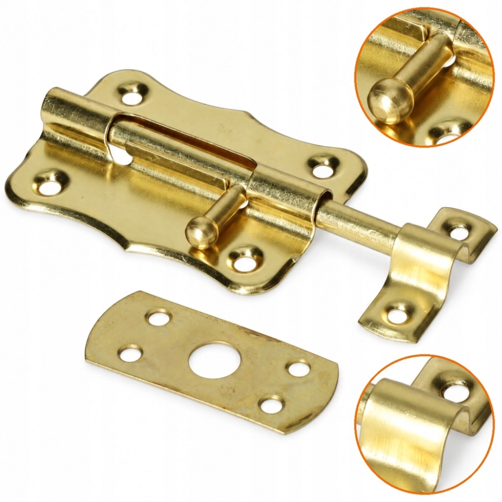 ZASUWKA DRZWIOWA 50 MM RYGIEL MOSIĄDZOWANY ZŁOTY ZACZEP MODEL 385