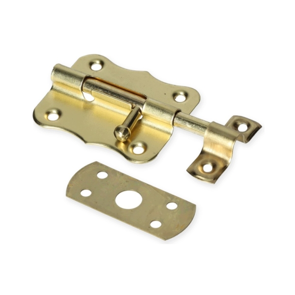 ZASUWKA DRZWIOWA 60 MM RYGIEL MOSIĄDZOWANY ZŁOTY ZACZEP MODEL 385