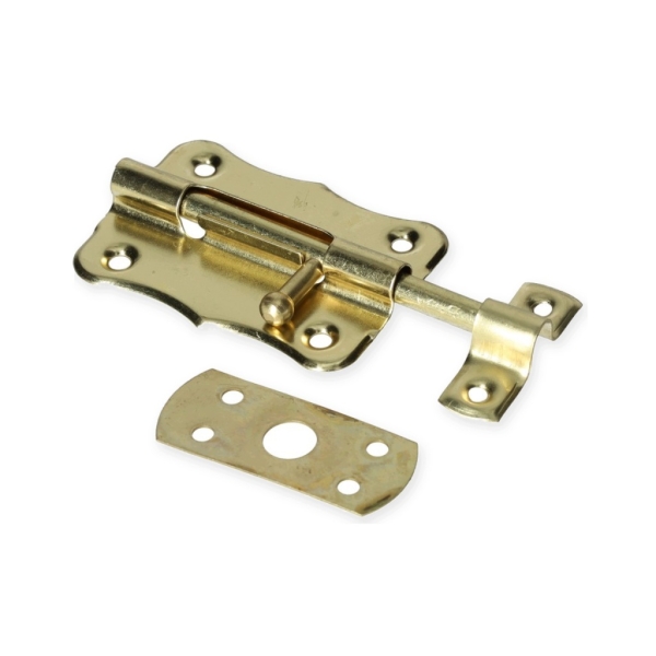 ZASUWKA DRZWIOWA 70 MM RYGIEL MOSIĄDZOWANY ZŁOTY ZACZEP MODEL 385