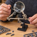 TRZECIA RĘKA CHWYTAKI Z LUPĄ 62 MM 2,5X UCHWYT DO LUTOWANIA MODELARSTWA