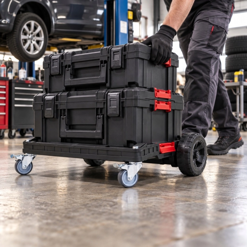 PLATFORMA TRANSPORTOWA QBRICK ONE WÓZEK DO SKRZYNEK KOŁA Z HAMULCAMI