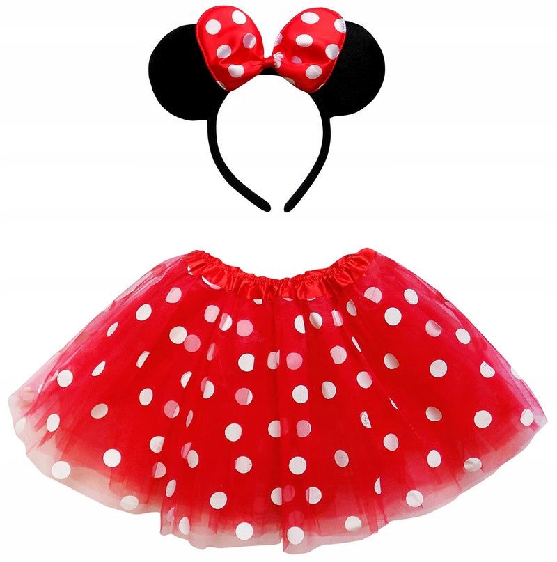 STRÓJ MYSZKA MINNIE MIKI KOSTIUM SPÓDNICZKA OGON OPASKA USZY MUSZKA GROSZKI