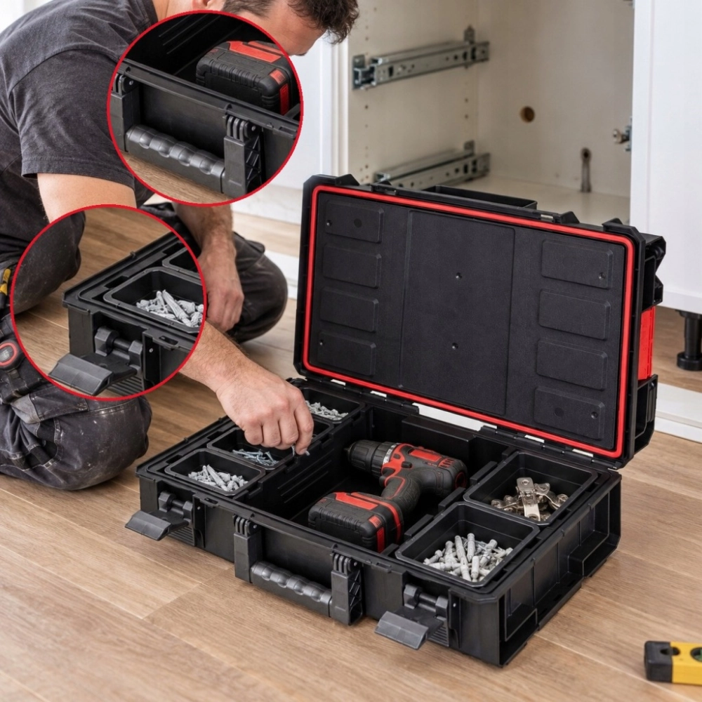 SKRZYNKA NARZĘDZIOWA QBRICK ONE 200 BASIC 15,4 L MODUŁOWA 6 KUBEŁKÓW