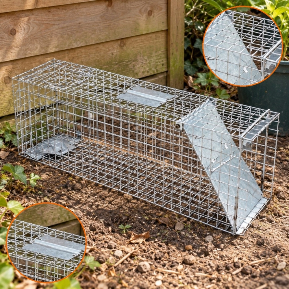 ŻYWOŁAPKA JEDNOWEJŚCIOWA 50X20X27 CM PUŁAPKA NA ZWIERZĘTA OCYNKOWANA