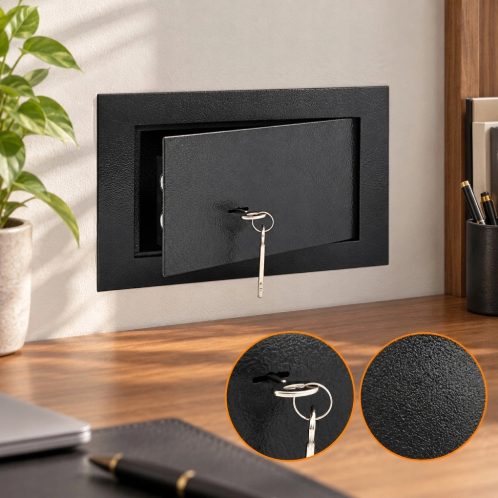 SEJF ŚCIENNY DO WMUROWANIA 30X20X15 CM STALOWY MECHANICZNY NA KLUCZ