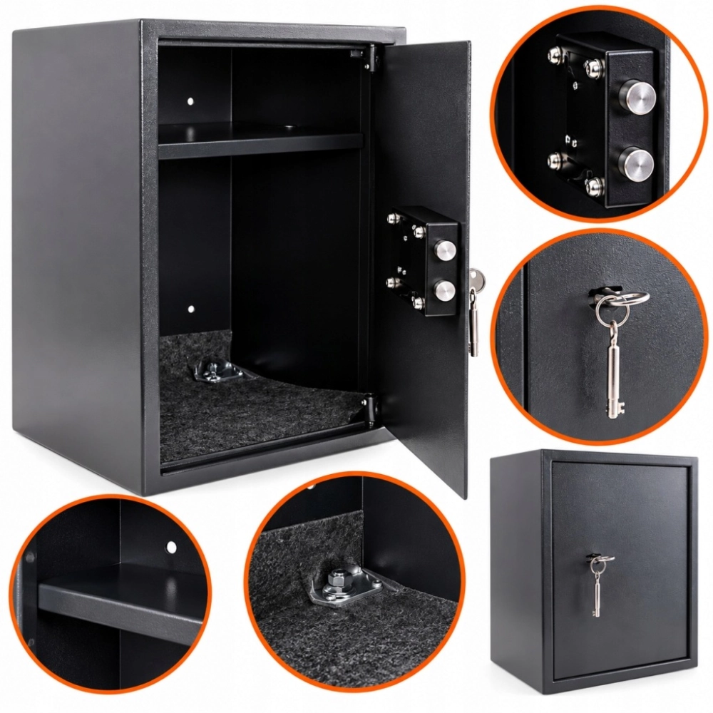 SEJF MECHANICZNY 50X35X36 CM STALOWY ZAMEK NA KLUCZ DO DOMU BIURA