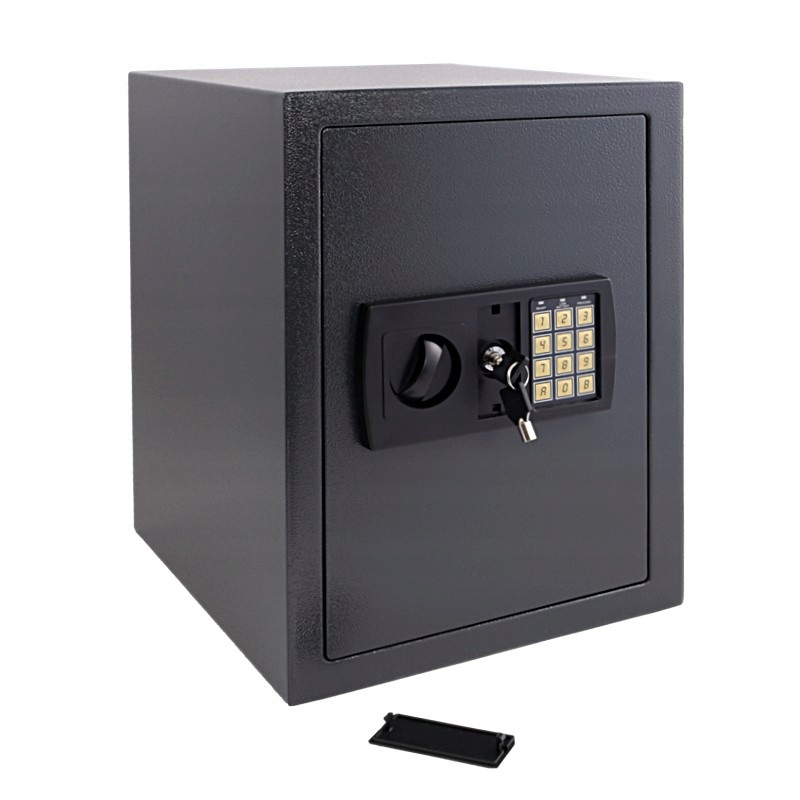 SEJF ELEKTRONICZNY 42X31X35 CM Z PÓŁKĄ STALOWY NA KOD KLUCZ AWARYJNY