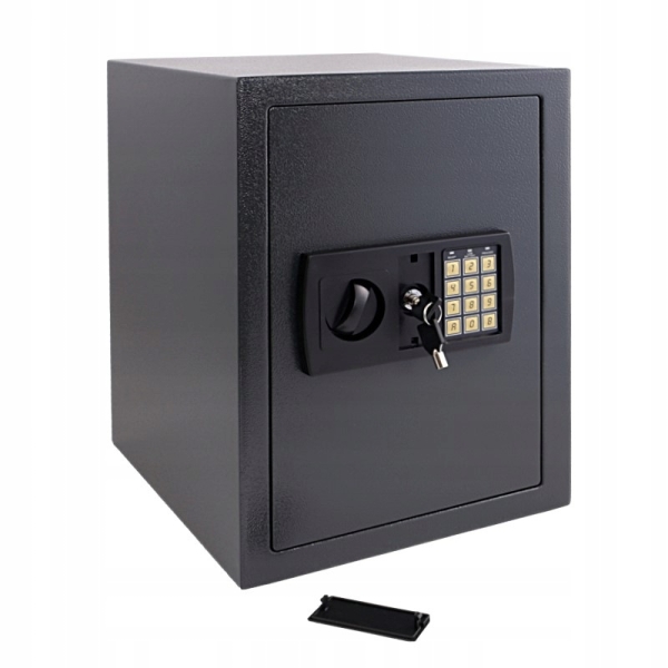 SEJF ELEKTRONICZNY 42X31X35 CM Z PÓŁKĄ STALOWY NA KOD KLUCZ AWARYJNY