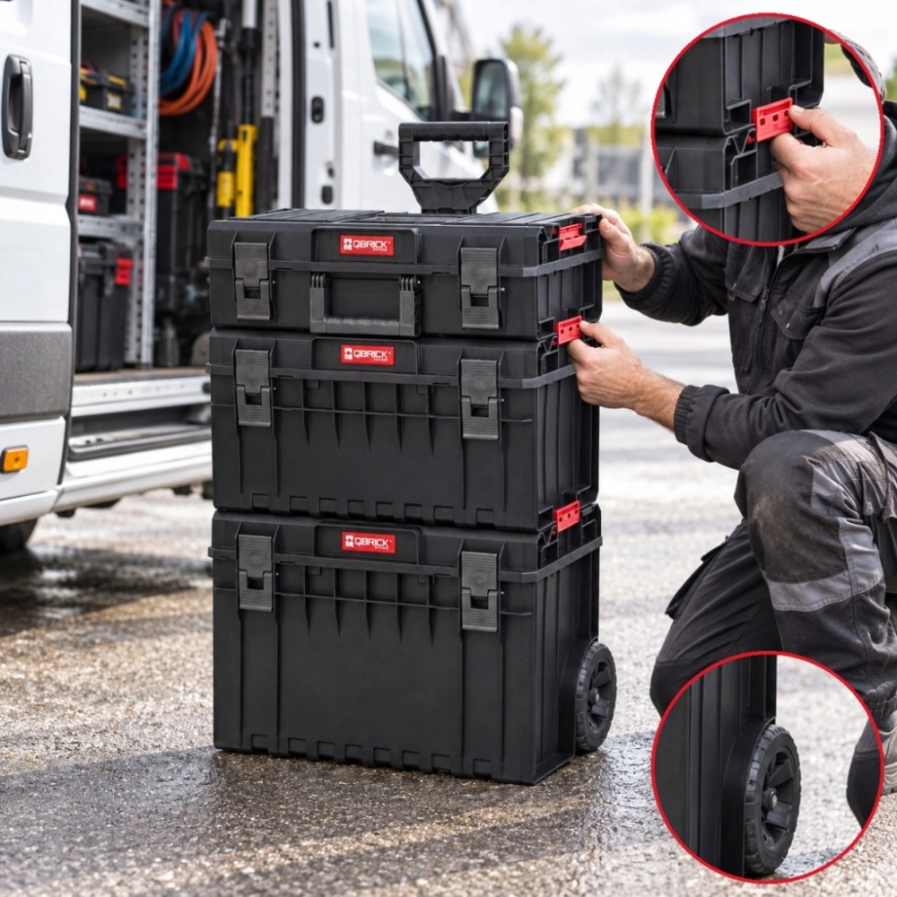 ZESTAW SKRZYŃ NARZĘDZIOWYCH QBRICK PRO CART 3 ORGANIZER WÓZEK NA KOŁACH