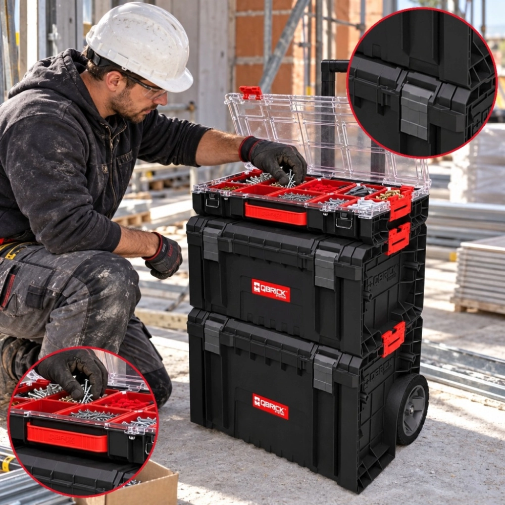 ZESTAW SKRZYŃ NARZĘDZIOWYCH QBRICK PRO CART 2 ORGANIZER WÓZEK NA KOŁACH