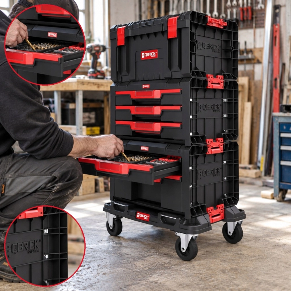 ZESTAW SKRZYNEK NARZĘDZIOWYCH QBRICK PRO SET2 3W1 TOOLBOX SZUFLADY