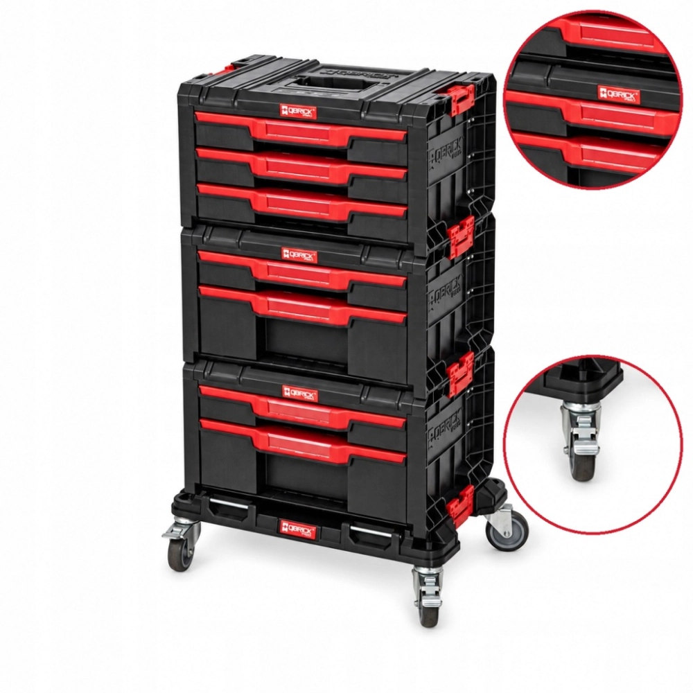 ZESTAW SKRZYNEK NARZĘDZIOWYCH QBRICK PRO SET1 3W1 SZUFLADY MODUŁOWE