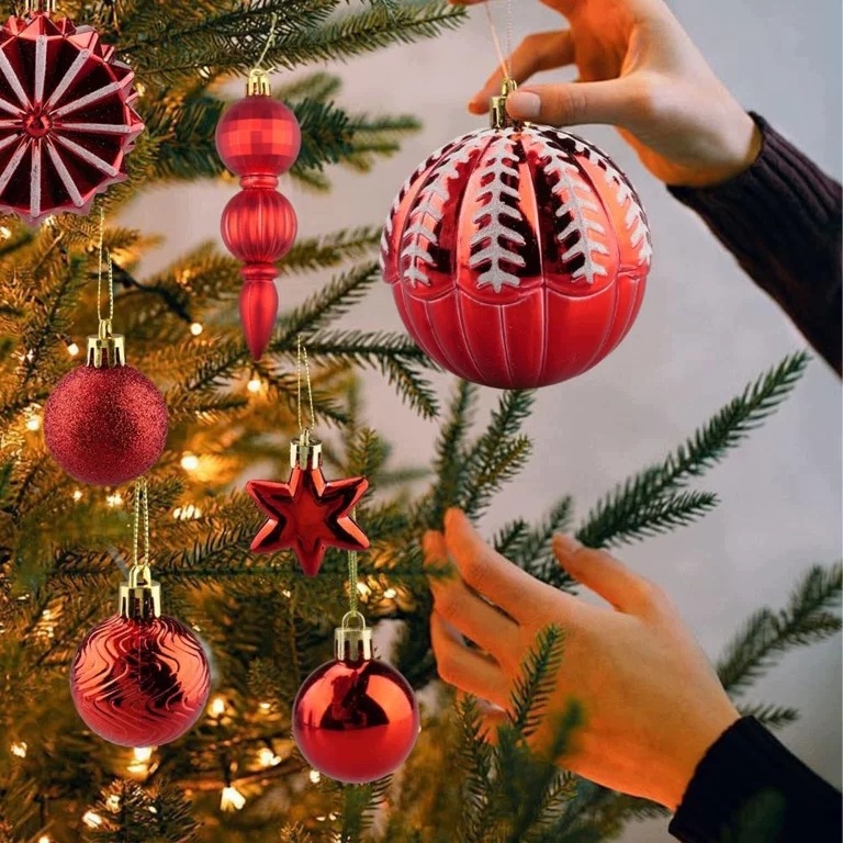 BOMBKI CHOINKOWE ŚWIĄTECZNE BŁYSZCZĄCE NIETŁUKĄCE OZDOBNE ZESTAW 52 SZT