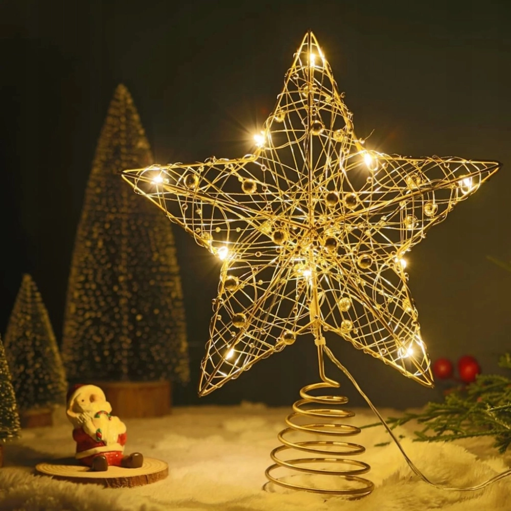 GWIAZDA BETLEJEMSKA LED 25 CM CZUBEK NA CHOINKĘ OZDOBA ŚWIĄTECZNA