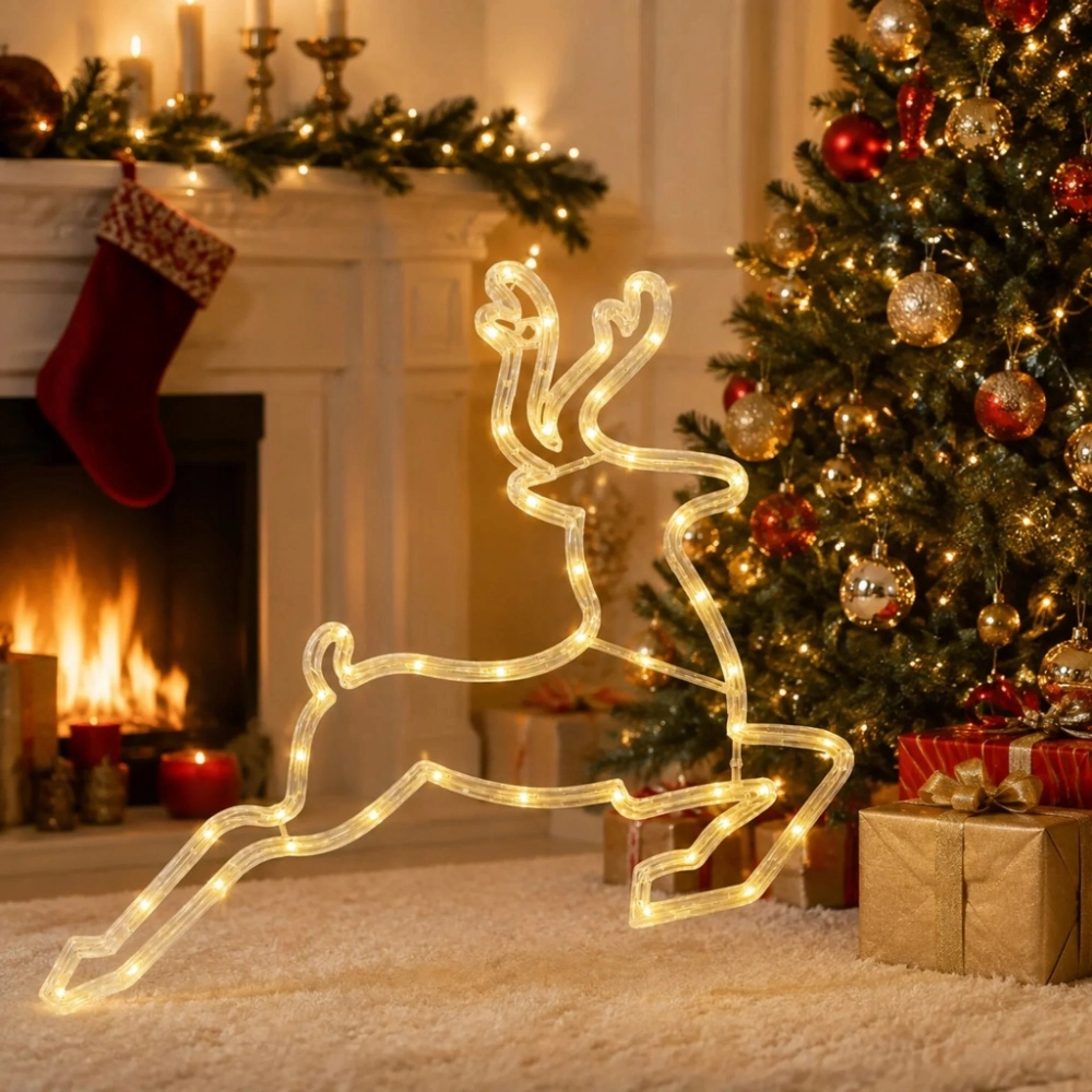 RENIFER ŚWIĄTECZNY 43 LED 46 CM BIAŁY CIEPŁY ŚWIECĄCA DEKORACJA