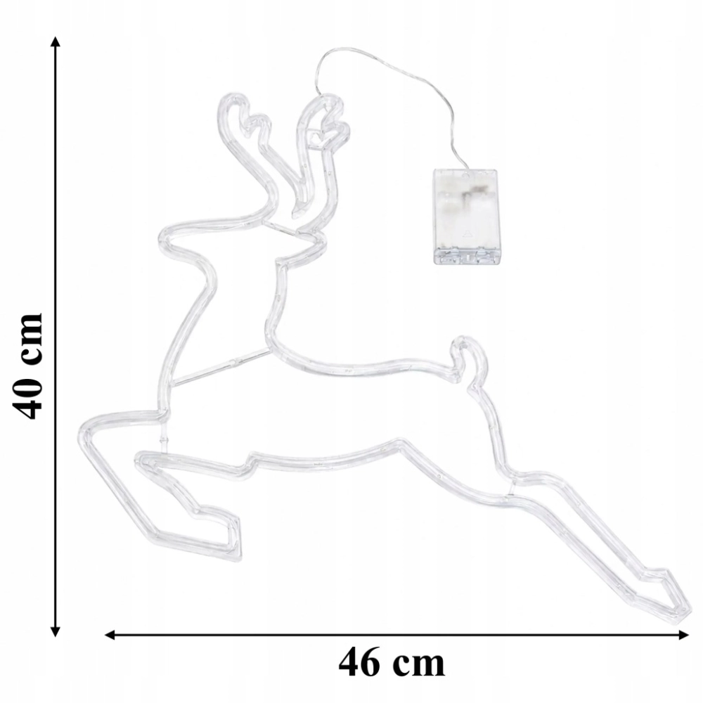 RENIFER ŚWIĄTECZNY 43 LED 46 CM BIAŁY CIEPŁY ŚWIECĄCA DEKORACJA