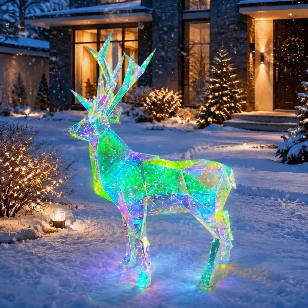 RENIFER LED HOLOGRAFICZNY 3D 90 CM GEOMETRYCZNY OZDOBA OGRODOWA