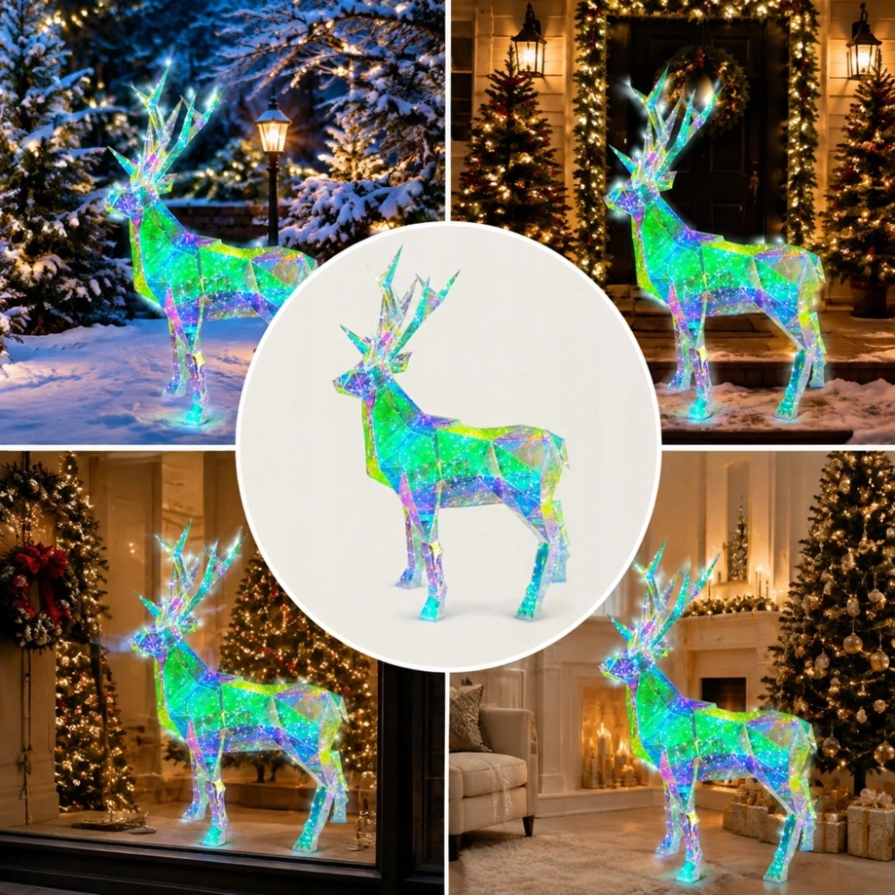 RENIFER LED HOLOGRAFICZNY 3D 90 CM GEOMETRYCZNY OZDOBA OGRODOWA