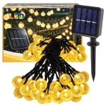 GIRLANDA ŚWIETLNA KULKI OGRODOWA ŚWIĄTECZNA SOLARNA 50 LED ŁAŃCUCH 7,5 M