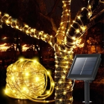 ŁAŃCUCH ŚWIETLNY GIRLANDA SOLARNA LED ŚWIĄTECZNA 12 M 8 TRYBÓW BIAŁA CIEPŁA