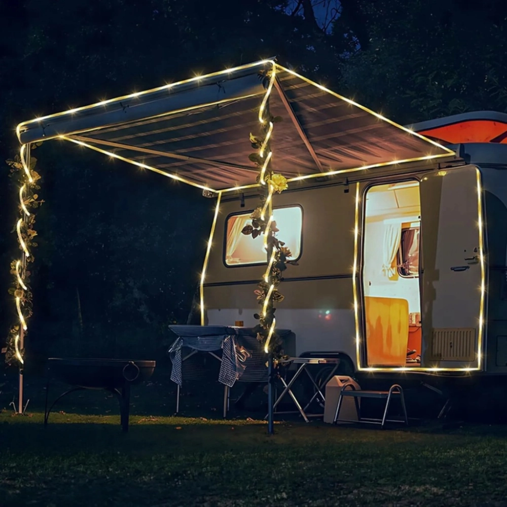 ŁAŃCUCH ŚWIETLNY GIRLANDA SOLARNA LED ŚWIĄTECZNA 12 M 8 TRYBÓW BIAŁA CIEPŁA