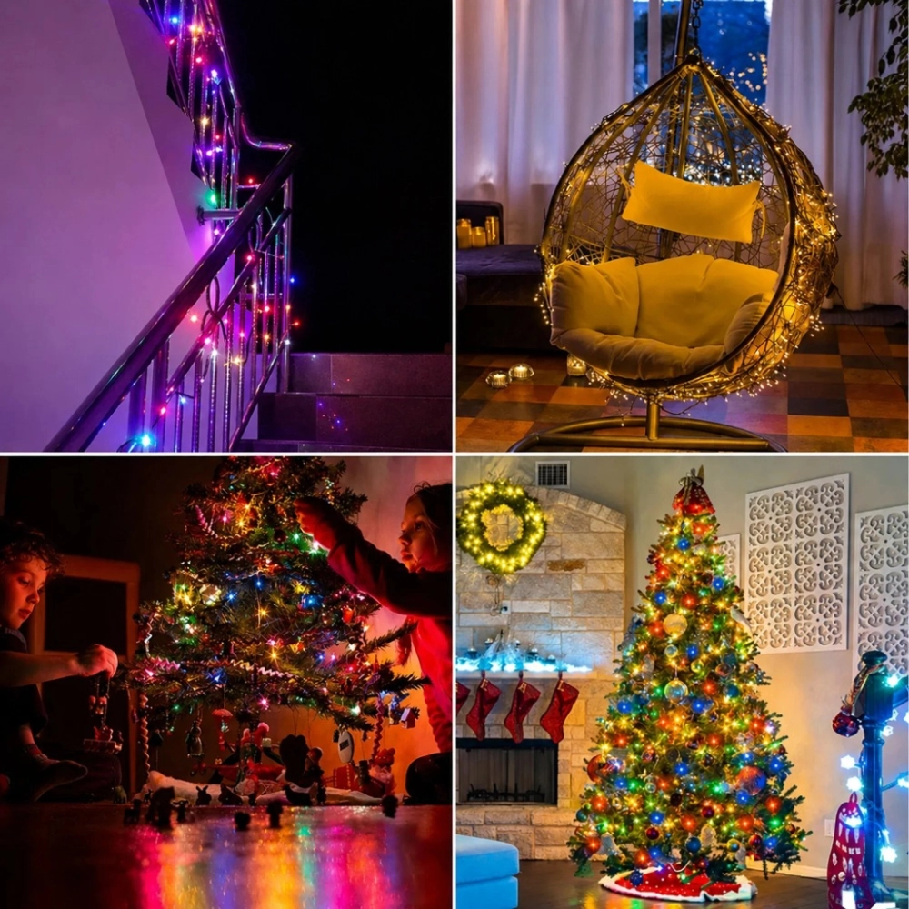 LAMPKI ŚWIĄTECZNE 200 LED CHOINKOWE SZNUR 20 M WIELOKOLOROWE RGB