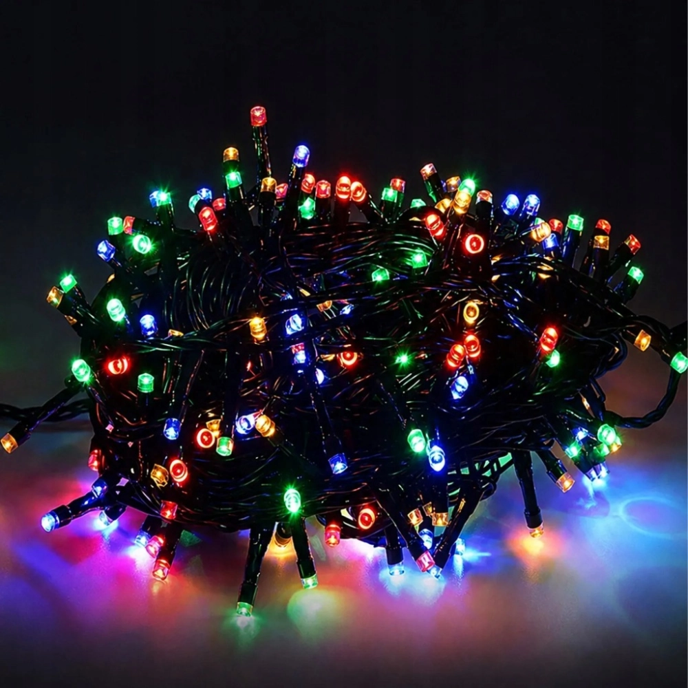 LAMPKI ŚWIĄTECZNE 200 LED CHOINKOWE SZNUR 20 M WIELOKOLOROWE RGB