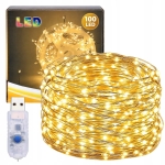 LAMPKI CHOINKOWE DRUCIKI 100 LED DIODY DEKORACJA ŚWIĄTECZNA ŚWIATEŁKA 3 M