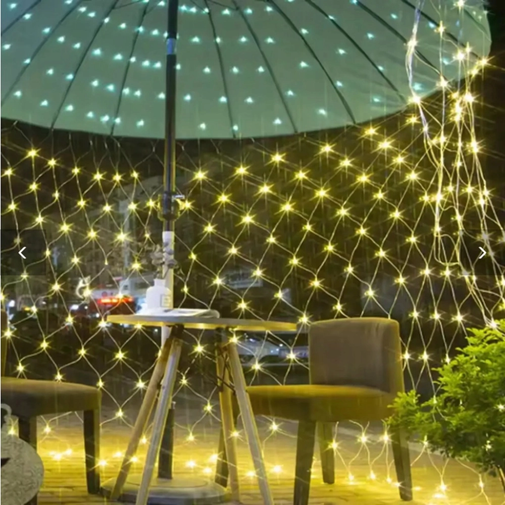 KURTYNA ŚWIETLNA LAMPKI 144 LED ŚWIĘTA BIAŁE CIEPŁE 2X2 M 8 TRYBÓW