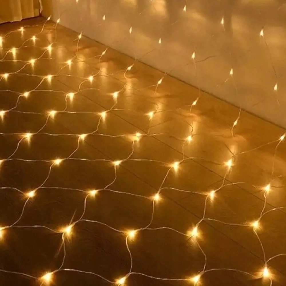 KURTYNA ŚWIETLNA LAMPKI 144 LED ŚWIĘTA BIAŁE CIEPŁE 2X2 M 8 TRYBÓW