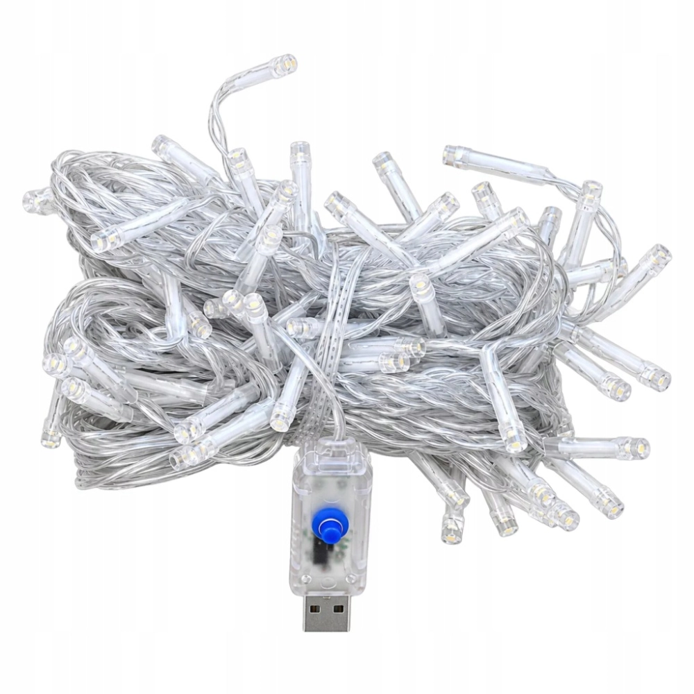 KURTYNA ŚWIETLNA LAMPKI CHOINKOWE SOPLE 96 LED BIAŁA CIEPŁA USB 3,5 M