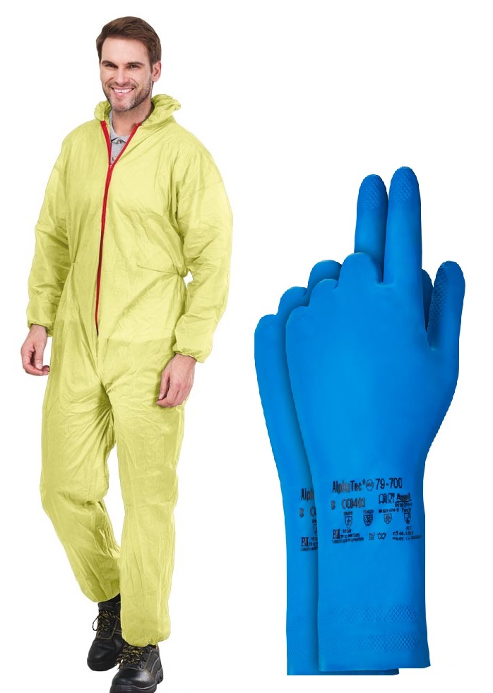 ZESTAW KOSTIUM RĘKAWICZKI KOMBINEZON STRÓJ BREAKING BAD HALLOWEN ŻÓŁTY L