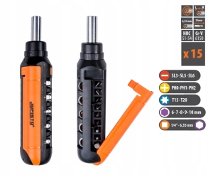 WKRĘTAK Z GRZECHOTKĄ BITAMI ŚRUBOKRĘT NASADKI 15sz