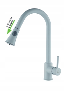 BATERIA ZLEWOZMYWAK STOJĄCA Z WYCIĄG WYLEWKĄ BIAŁA