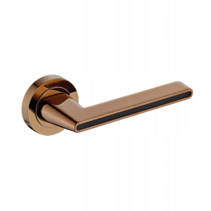 KLAMKA DRZWIOWA OKRĄGŁY SZYLD CZARNY RÓŻOWE ZŁOTO