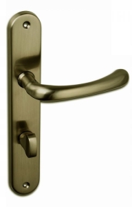 KLAMKA DRZWIOWA DŁUGI SZYLD POKRĘTŁO WC PATYNA